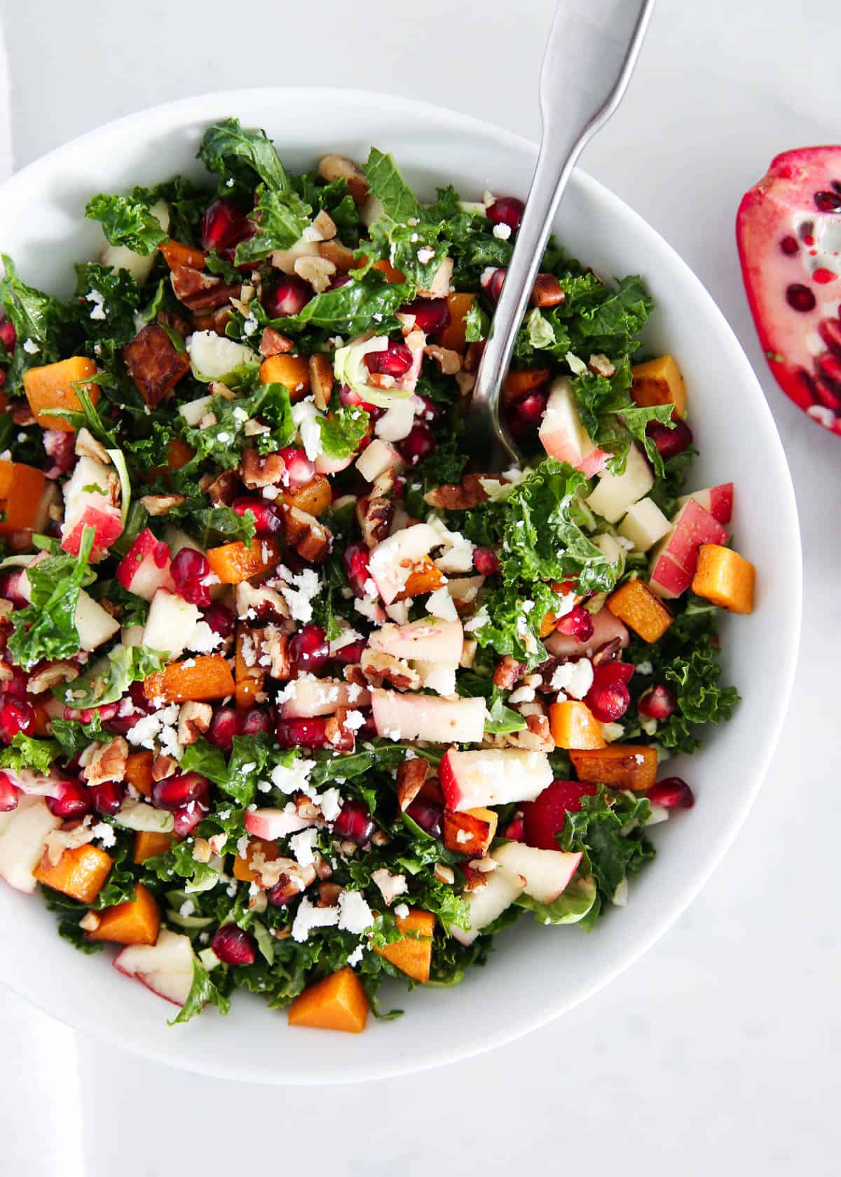 kale salad with apples and butternut squash