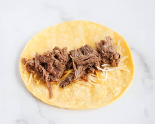 beef on top of tortilla