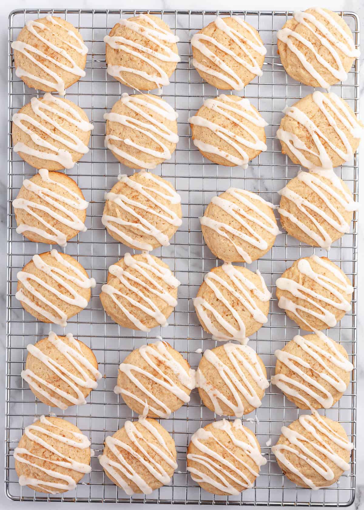 Eggnog cookies on cooling rack.