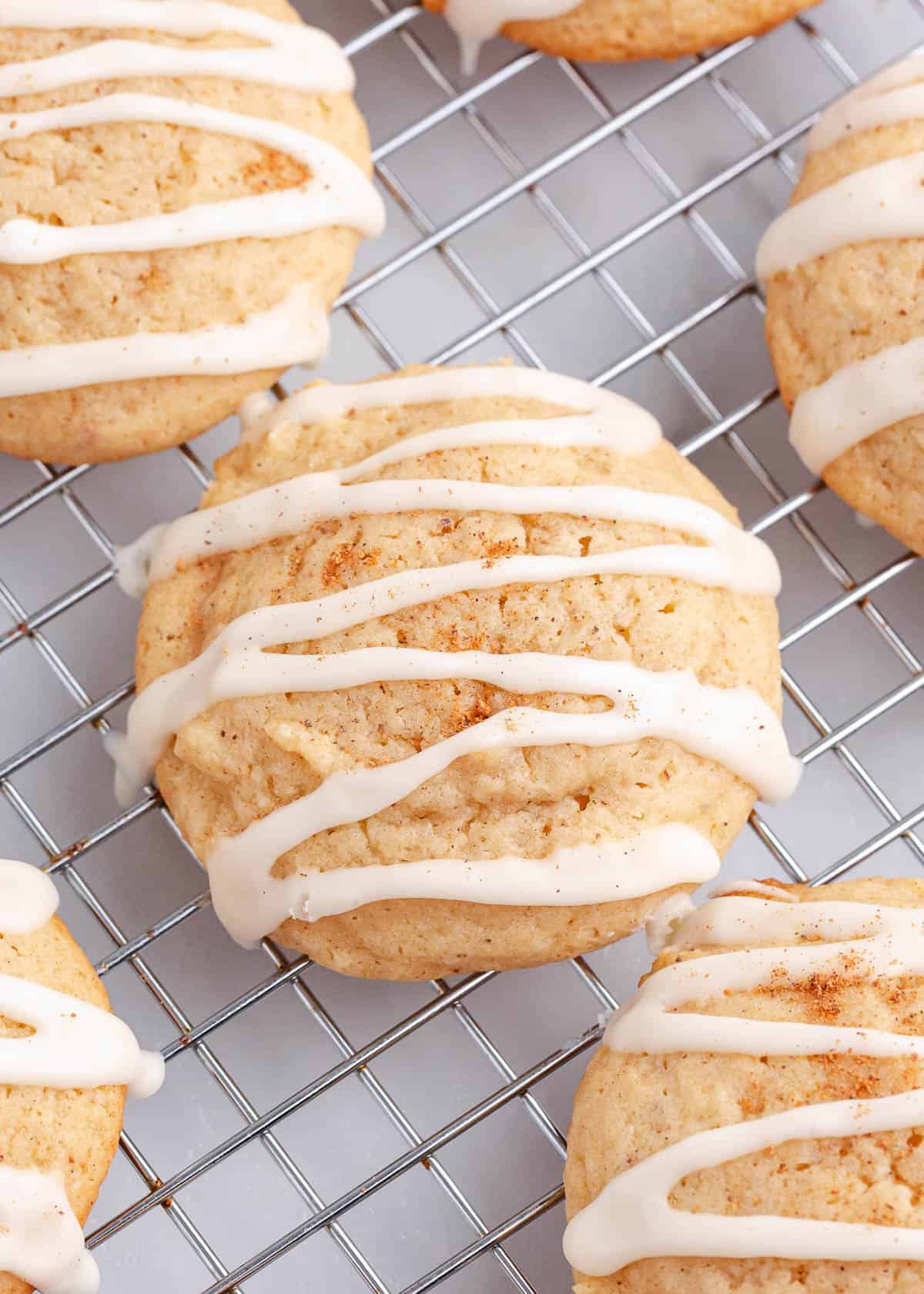 Eggnog cookies on cooling rack.