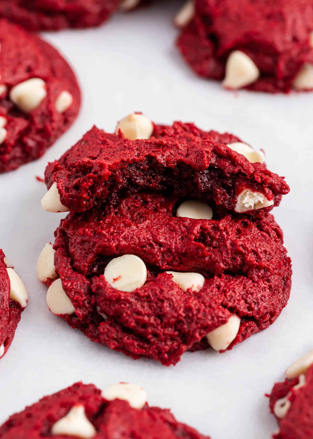 red velvet cookies with white chocolate chips