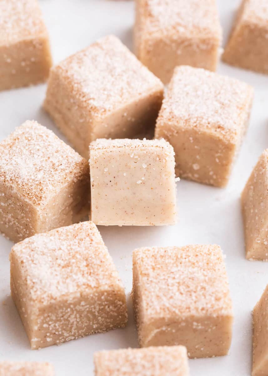 snickerdoodle fudge on counter