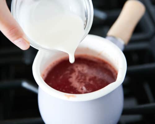 pouring roux in pot