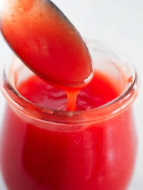 spoonful of sweet and sour sauce