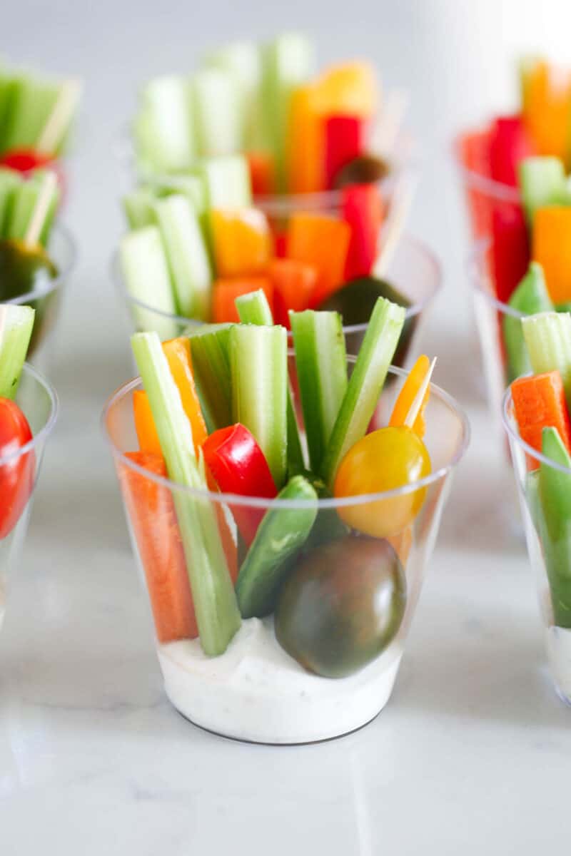 veggie cups on counter