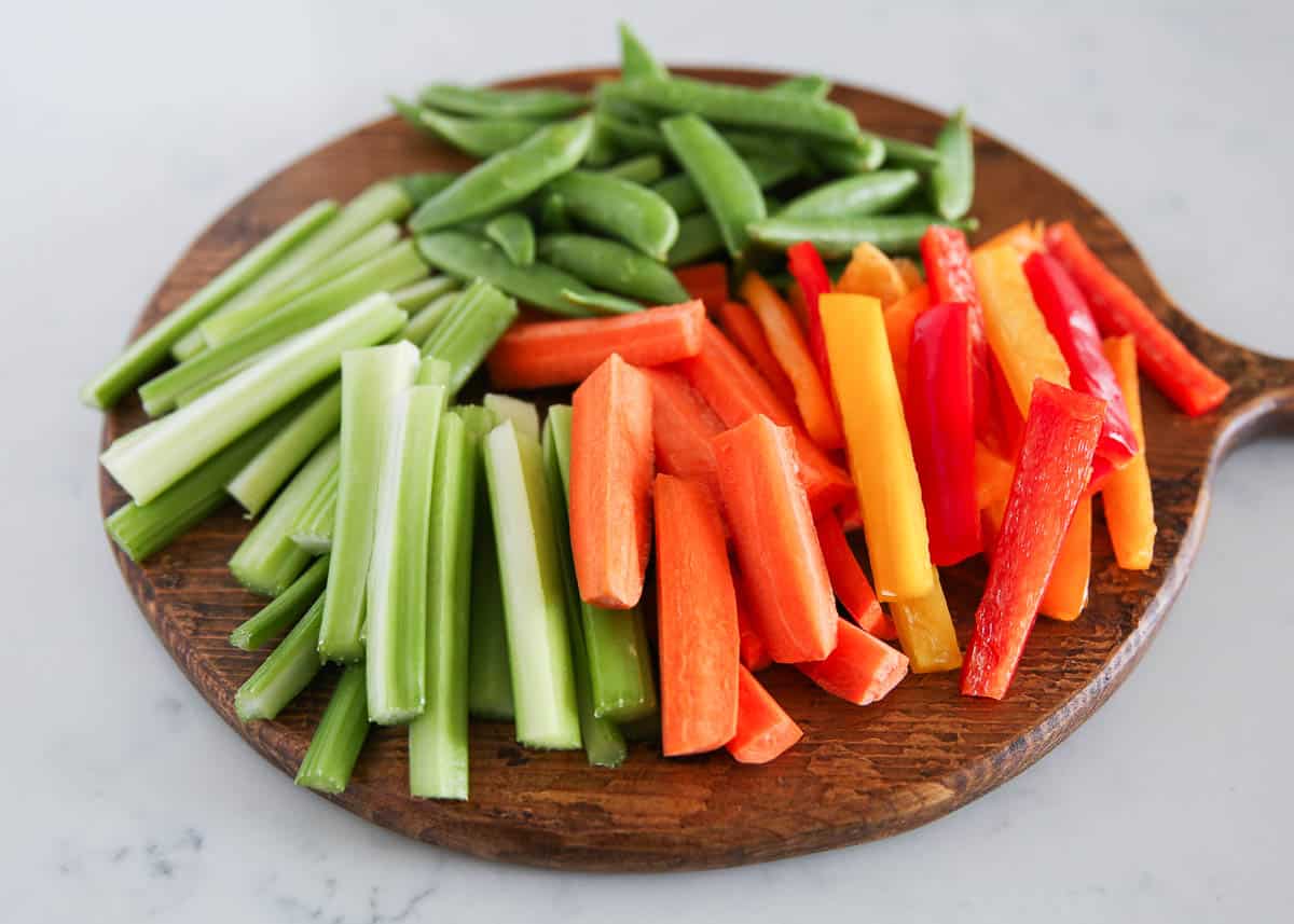 vegetables on wooden board