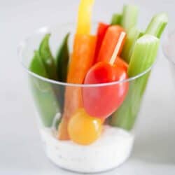vegetables in cup with dip