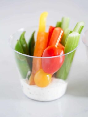 vegetables in cup with dip