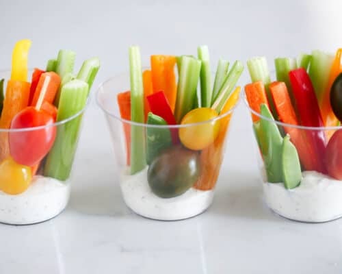 veggie cups on counter