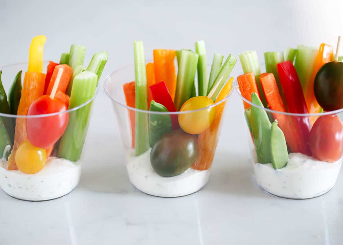 veggie cups on counter