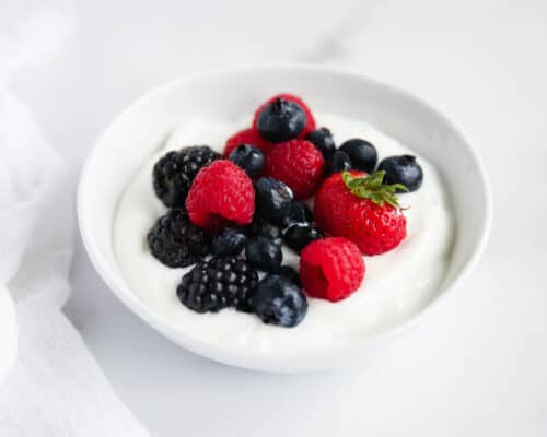 yogurt and berries in bowl