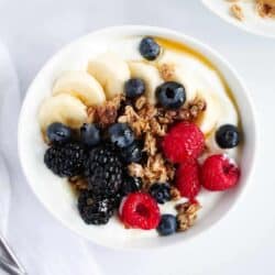 berries and granola in bowl