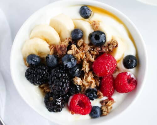 berries and granola in bowl