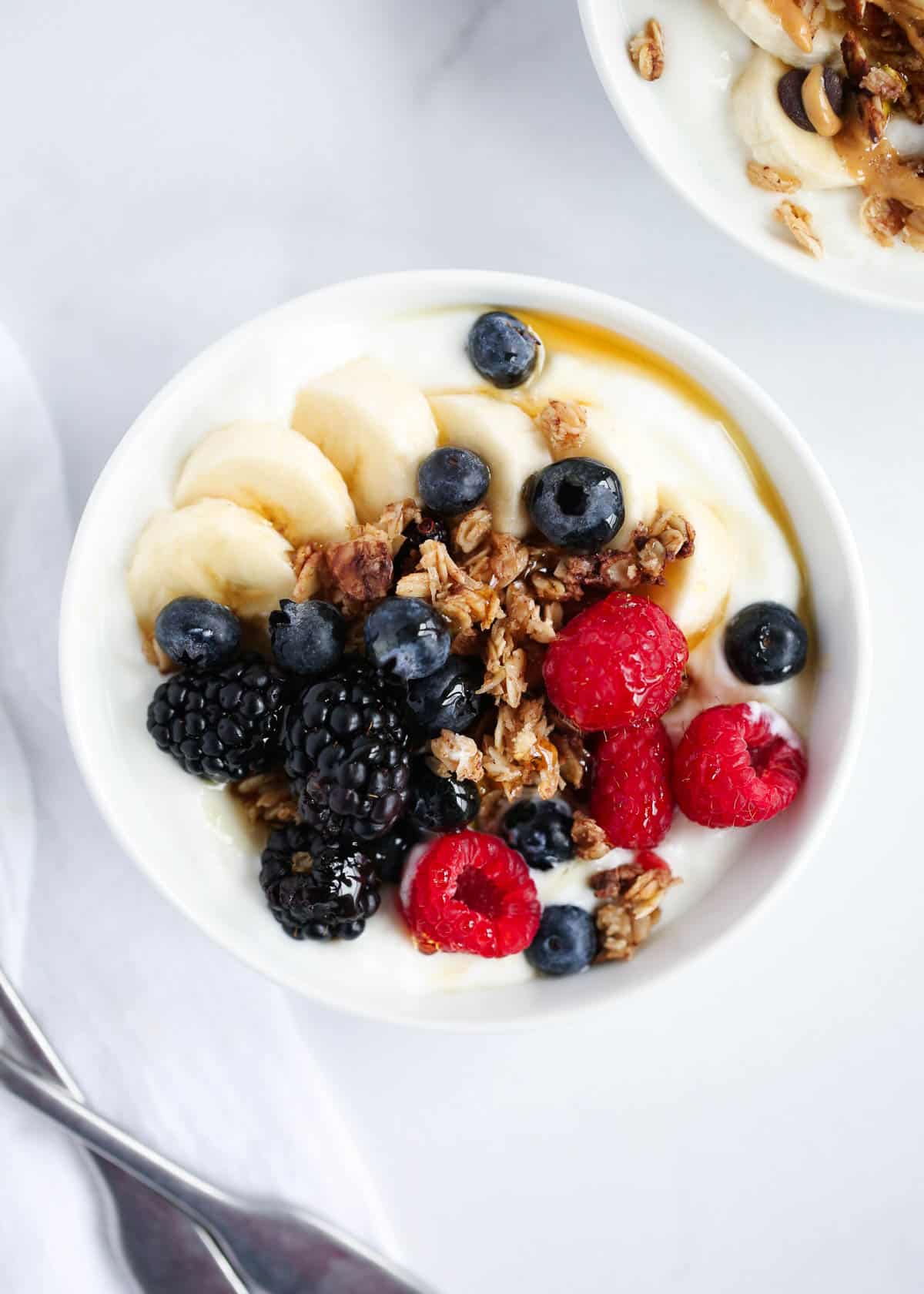 berries and granola in bowl
