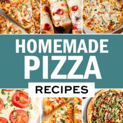 A collage of homemade pizza recipe photos.