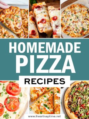 A collage of homemade pizza recipe photos.