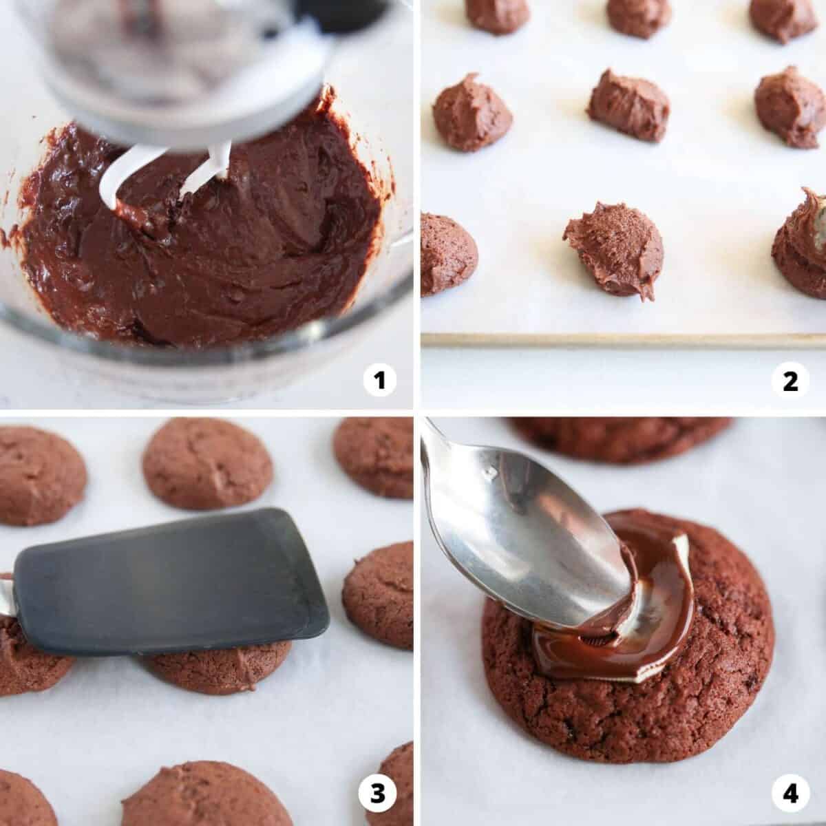 Step by step collage showing how to make andes cookies.