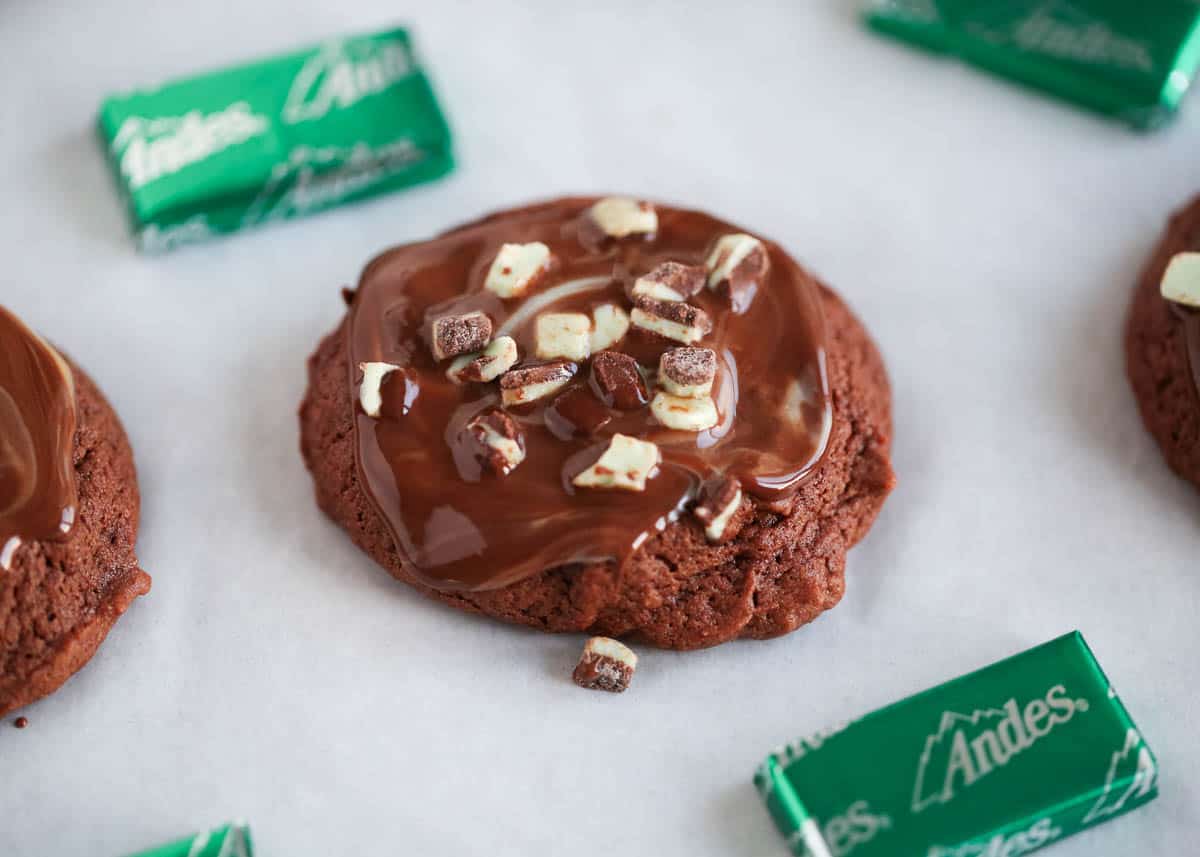 andes mint cookies on counter