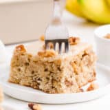 banana bread brownies on plate with fork