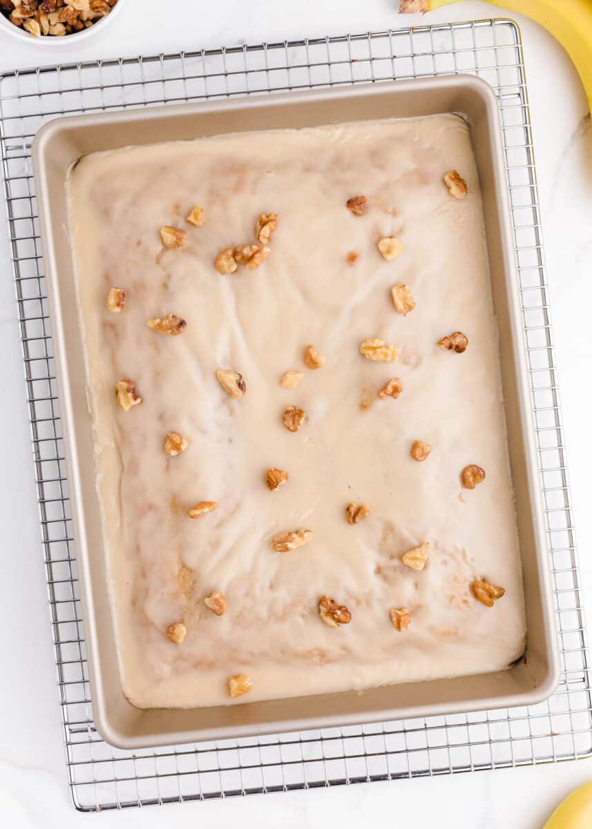 banana bread brownies in baking sheet