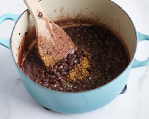 black beans in pot