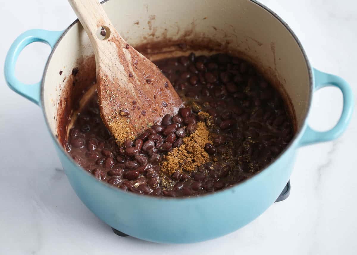 black beans in pot