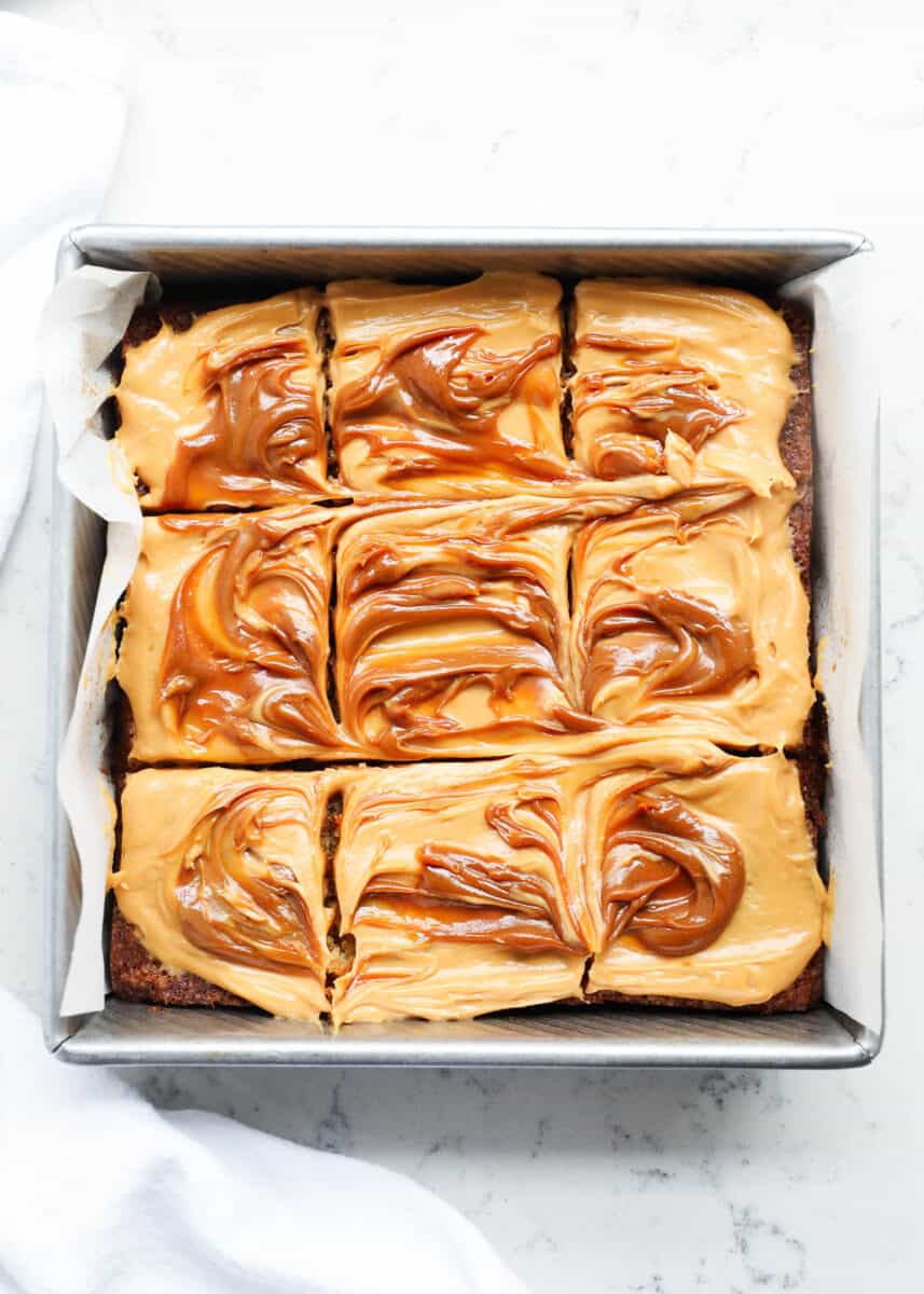 sliced caramel carrot bars