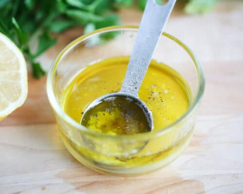olive oil dressing in bowl