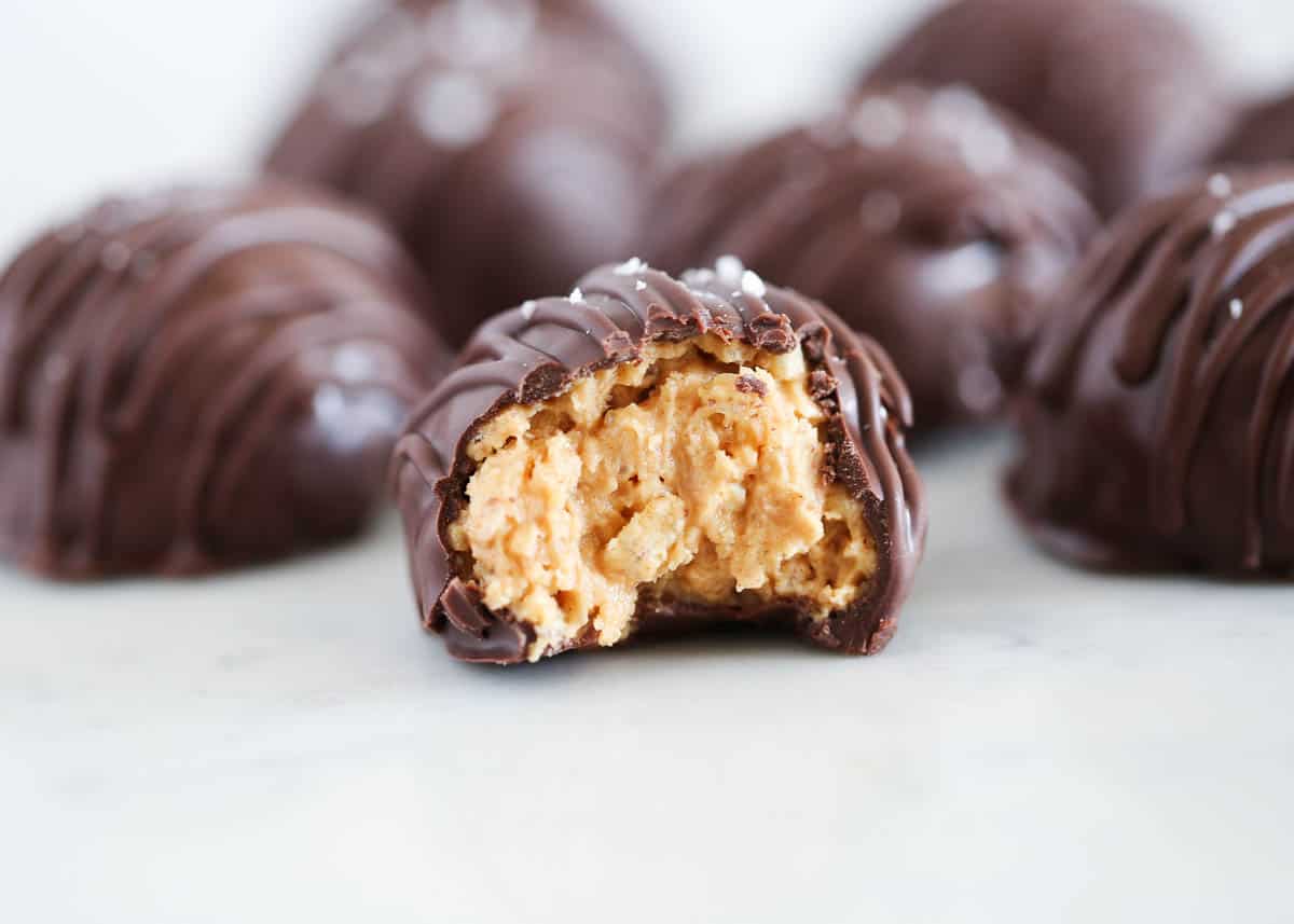 peanut butter ball with rice krispies