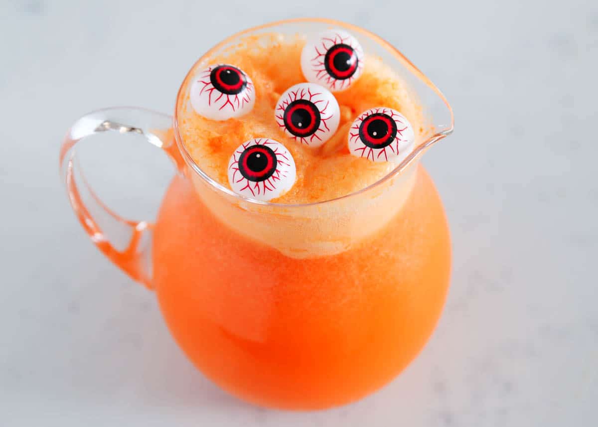 halloween punch in glass pitcher