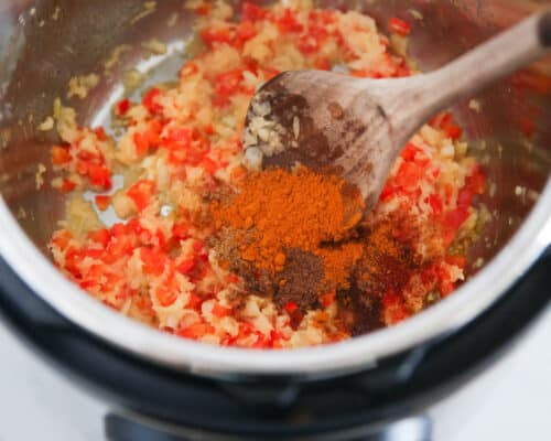 cooking spices with onions in instant pot