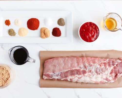 ribs and ingredients on counter