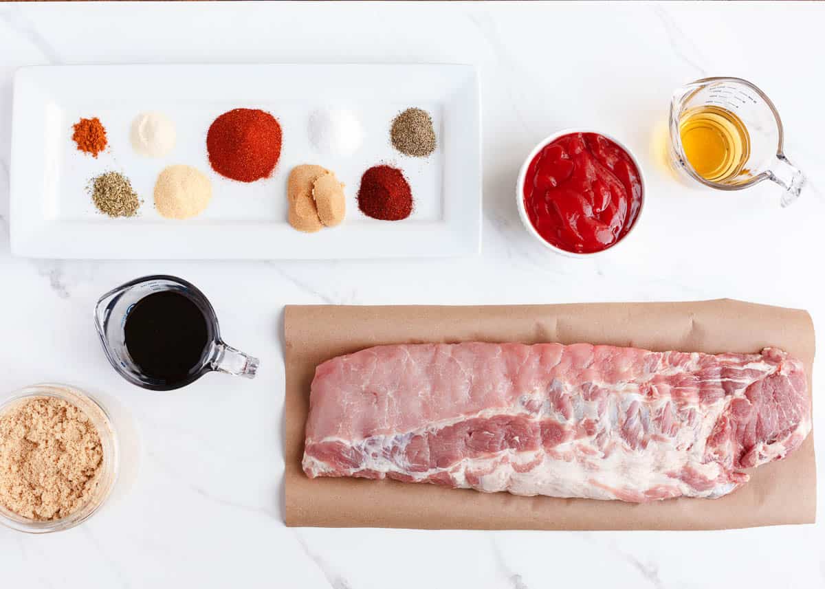 ribs and ingredients on counter