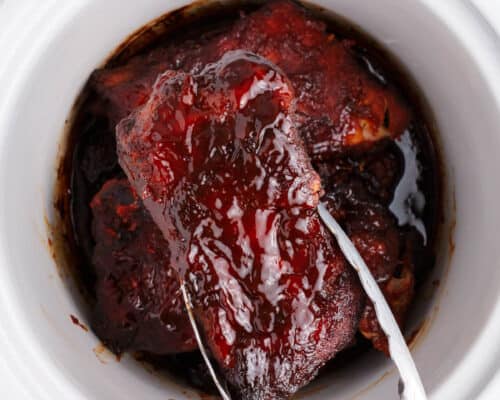 pulling ribs out of slow cooker
