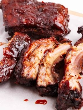 ribs with sauce on top