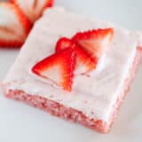 sliced strawberry cake