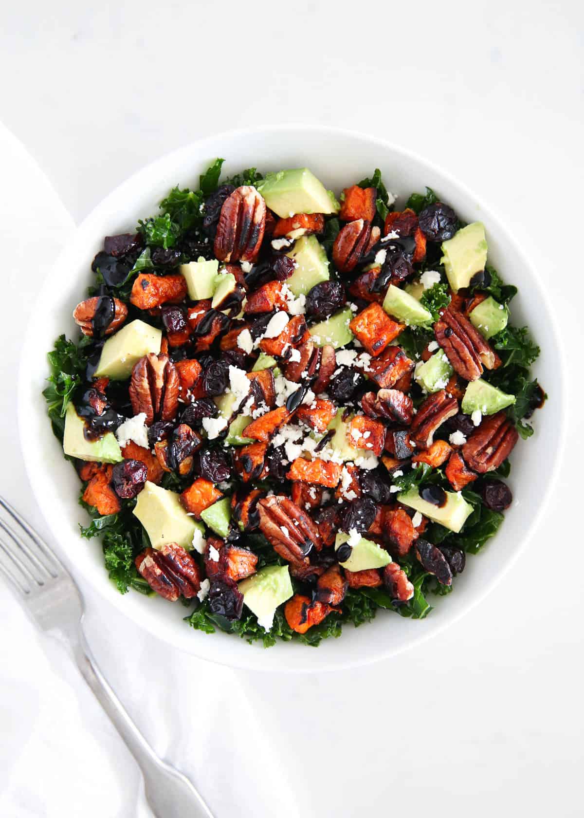 sweet potato salad in bowl on counter