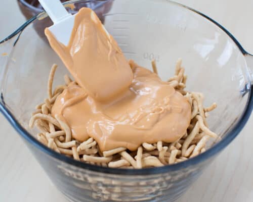 mixing butterscotch and noodles