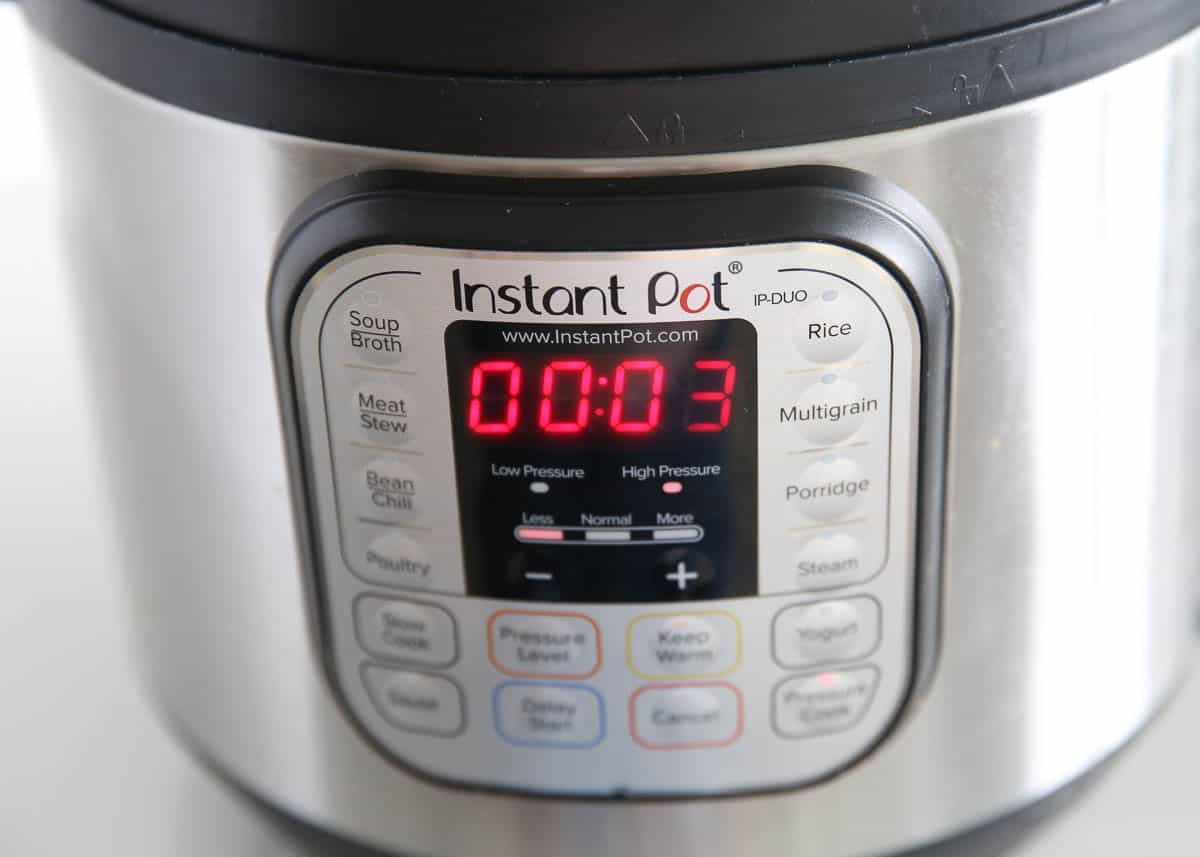 Instant pot set to 3 minutes