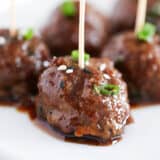 asian meatballs on white plate