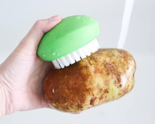 scrub the potato with water
