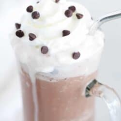 Frozen hot chocolate with whipped cream