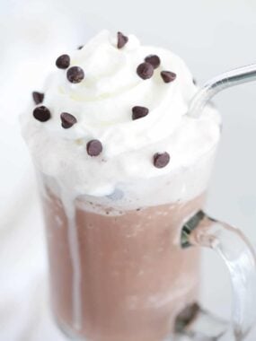 Frozen hot chocolate with whipped cream