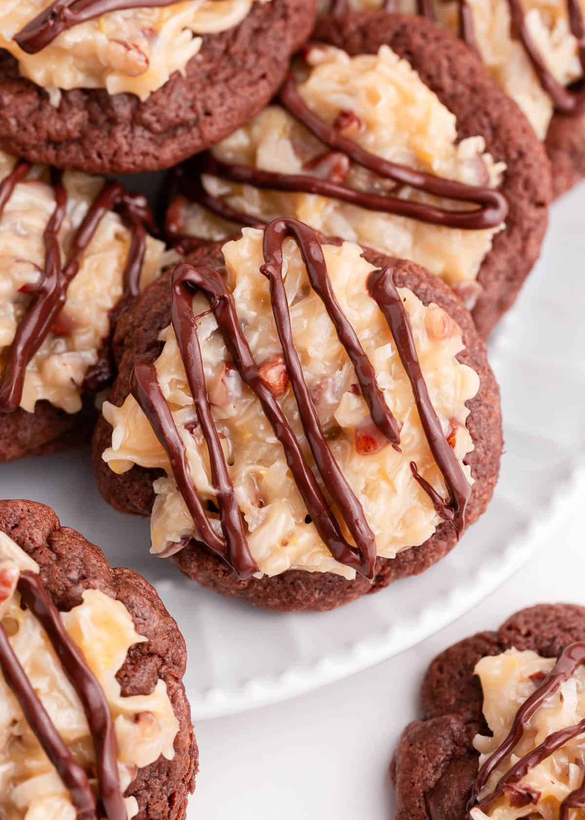 german chocolate cookies on plate