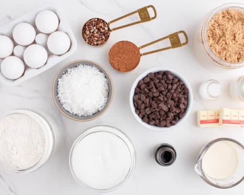 german chocolate cookie ingredients on counter