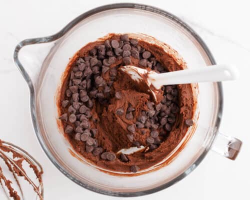 chocolate cookie dough in glass bowl