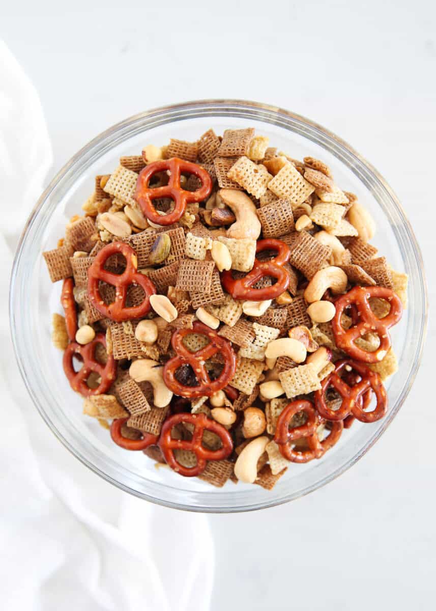 party chex mix in bowl
