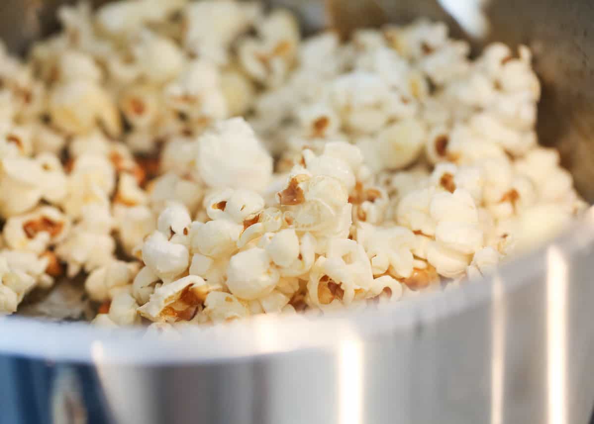 kettle corn cooking in pot