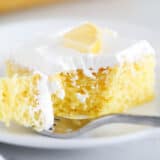 slice of lemon cake with fork