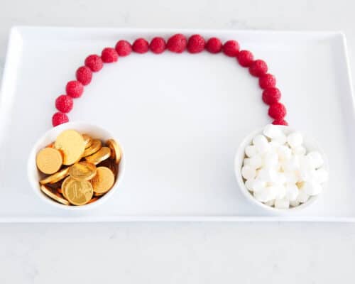 bowl of gold coins and marshmallows
